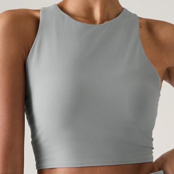 $59 Athleta S Conscious Crop Bra Longline Top Super Soft Racerback Logo Smooth - Picture 3 of 6